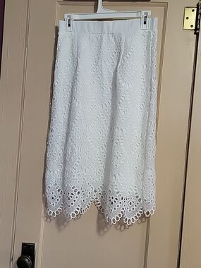 White Cutout Scalloped Hem Midi Skirt NWT Cupshe- M